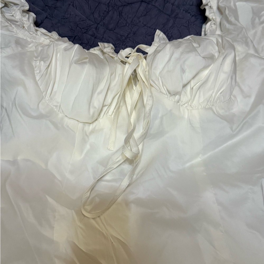 SHEIN White Milkmaid Dress Small Puffy Sleeves Ties at Bust NWT Coachella